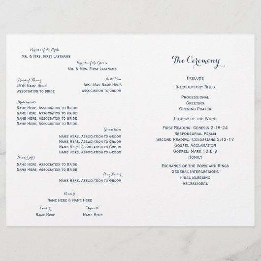 Designer Text Wedding Program (Achterkant)
