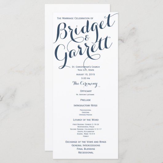 Designer Text Wedding Program Programmakaart (Voorkant / Achterkant)