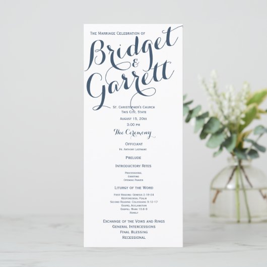 Designer Text Wedding Program Programmakaart (Staand voorkant)