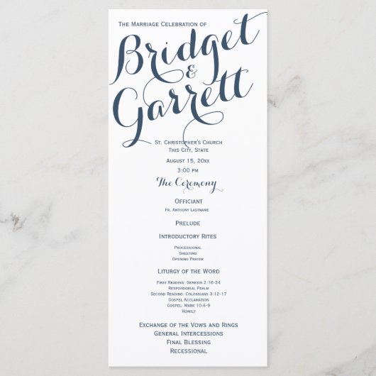 Designer Text Wedding Program Programmakaart (Voorkant)