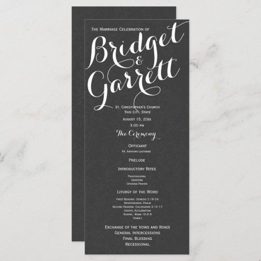 Designer Text Wedding Program Programmakaart (Voorkant / Achterkant)