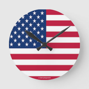 DESIGNER WALL CLOCKS - AMERICAN FLAG STYLE GIFTS RONDE KLOK