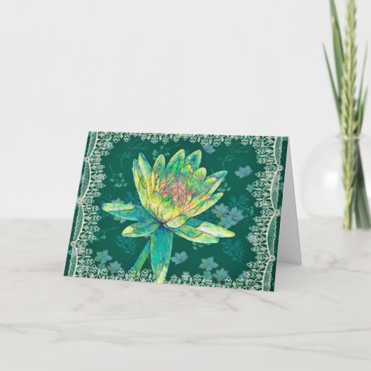 Designer Water Lily Blank Note Kaart (Voorkant)