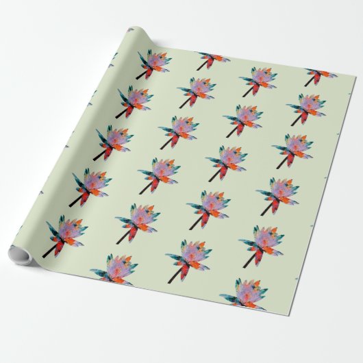 Designer Water Lily Wrapping Paper Cadeaupapier (Uitgerold)