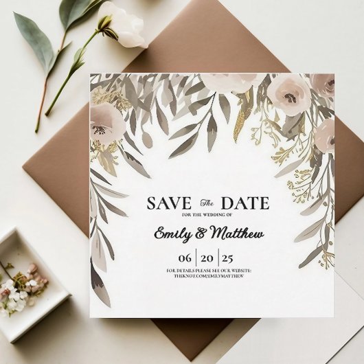 Designer Waterverf Flowers Bewaar de datum Save The Date