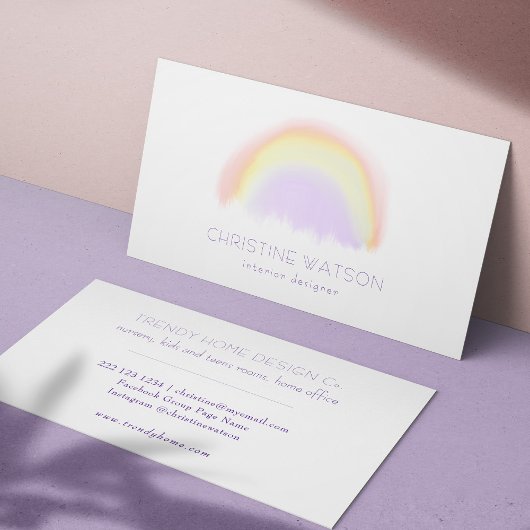Designer waterverf regenboogontwerper interieuront visitekaartje