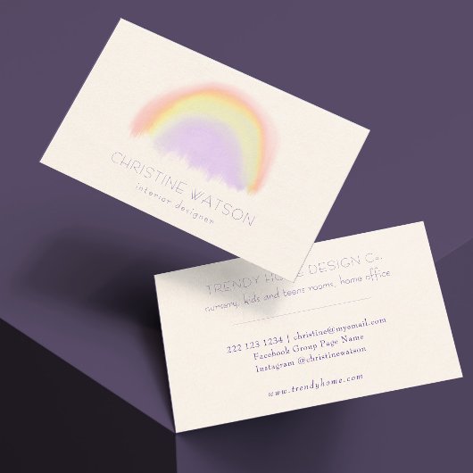 Designer waterverf regenboogontwerper interieuront visitekaartje