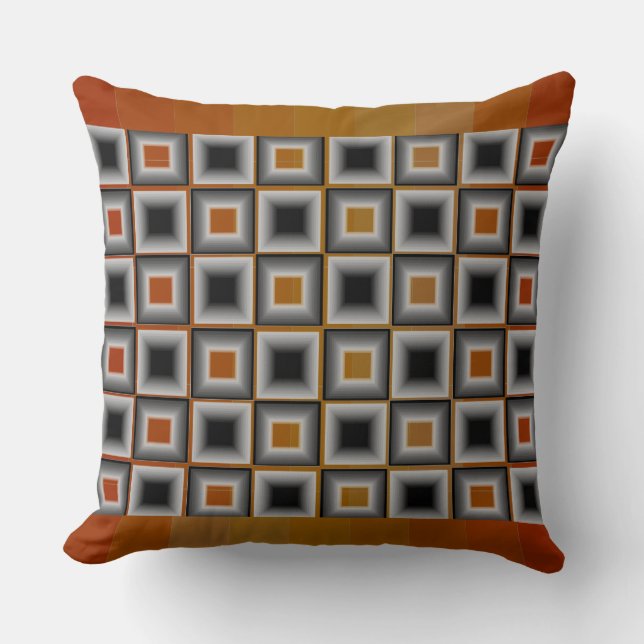 Designer Wildness Autumn Oranje Black Grey Pillow Kussen (Voorkant)