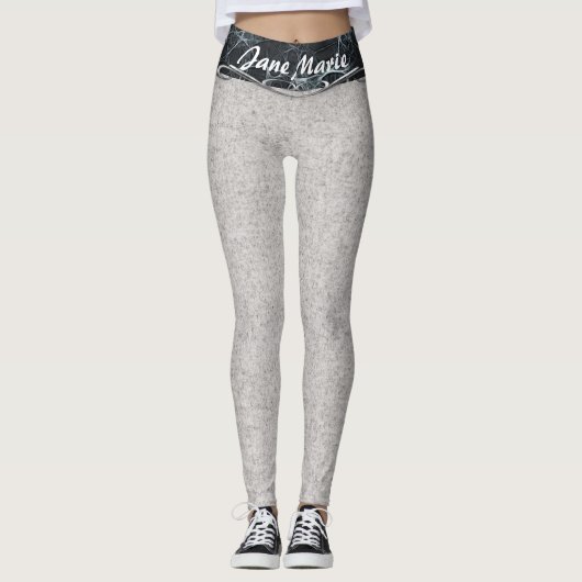 Designer Yoga leggings grijs en zwart (Voorkant)