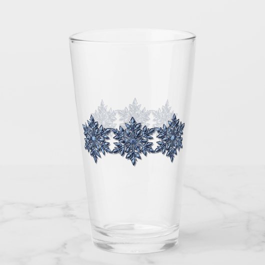 'Designer' Zilverblauw Uranian Lake Snowflake Glas (Voorkant)