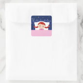 Designers editie met schattig slapende meisje vierkante sticker (Tas)