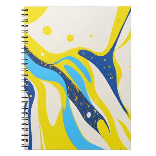 Designer's Notitieboek - Abstracte Gele & Blauwe K (Voorkant)