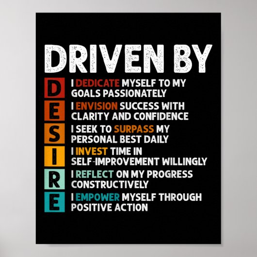 Desire Definition Motivatie Quote Affirmaties Poster (Voorkant)