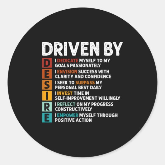 Desire Definition Motivatie Quote Affirmaties Ronde Sticker (Voorkant)