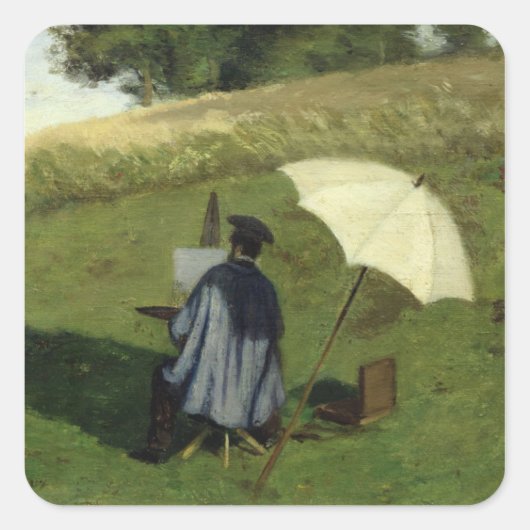 Desire Dubois Painting in the Open Air, c.1852 Vierkante Sticker (Voorkant)