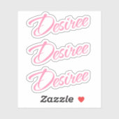Desiree Decoratieve Naam in Roze x3 Sticker (Vel)