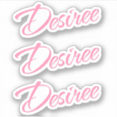 Desiree Decoratieve Naam in Roze x3 Sticker (Voorkant)
