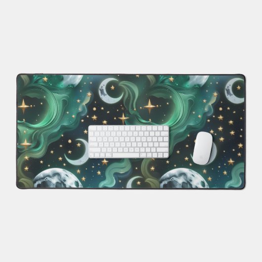 Desk Mat - Emerald Green Celestial Moon (Keyboard & Muis)