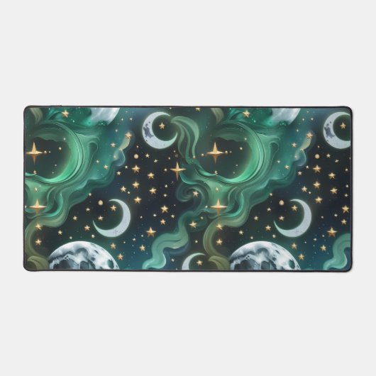 Desk Mat - Emerald Green Celestial Moon (Voorkant)