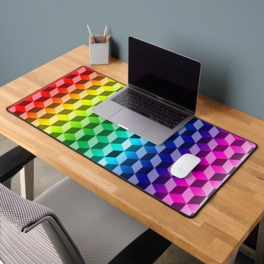 Desk Mat - Illusion of Rainbow Blocks (Kantoor 2)