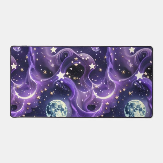 Desk Mat – Luxury Purple Celestial Moon Phases (Voorkant)