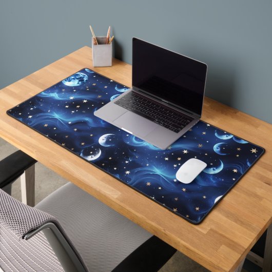 Desk Mat – Luxury Sapphire Blue Celestial Moon (Kantoor 2)