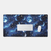 Desk Mat – Luxury Sapphire Blue Celestial Moon (Keyboard & Muis)