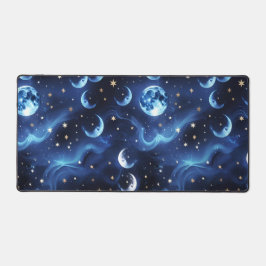 Desk Mat – Luxury Sapphire Blue Celestial Moon