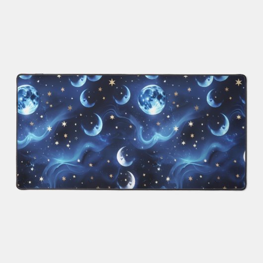 Desk Mat – Luxury Sapphire Blue Celestial Moon (Voorkant)