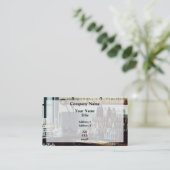 Desk met flessen chemicaliën visitekaartje (Staand voorkant)