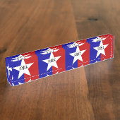 Desk-naamplaat met vlag van San Antonio, VS Naambordje (Zijkant)