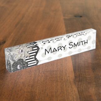 Desk Name Bord, Black Stripey Naambordje