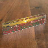 Desk Name Bord HAMbyWG - Sunset over Field Naambordje (Zijkant)