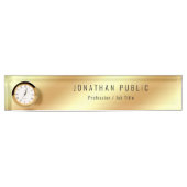 Desk Name Bord met Clock Gold Watch Sjabloon Naambordje (Voorkant)