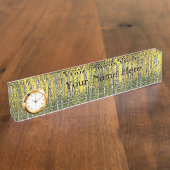 Desk Name Bord met Clock Option - Acadian Autumn Naambordje (Zijkant)