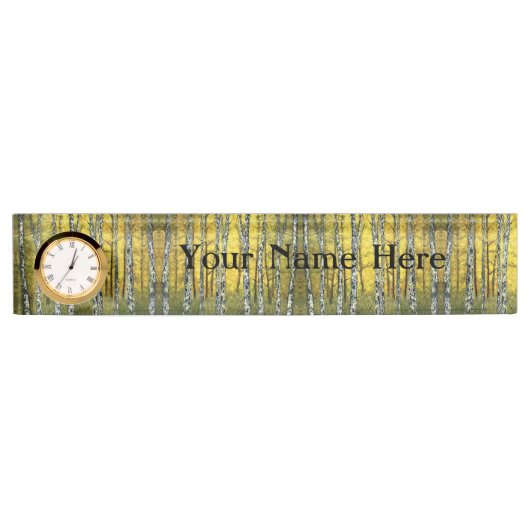 Desk Name Bord met Clock Option - Acadian Autumn Naambordje (Voorkant)