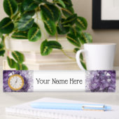 Desk Name Bord met Clock Option Amethyst Crystals Naambordje
