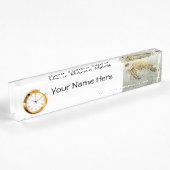 Desk Name Bord met Clock Option Zee Turtle #1 Naambordje