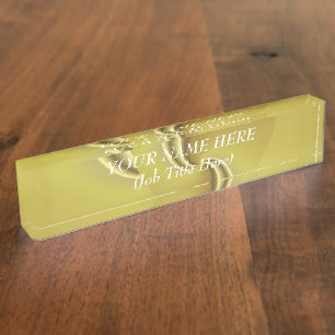 Desk Name plate: Golden Swirls Naambordje