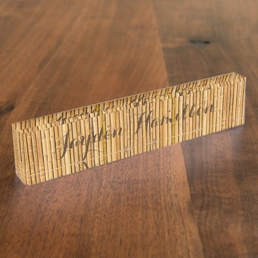 Desk Name plate - HAMbyWhiteGlove - Bamboo Naambordje (Zijkant)