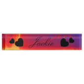 Desk Name plate - HAMbyWhiteGlove - Firey Hearts Naambordje (Voorkant)