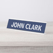 DESK NAME PLATE SIMPLE BASIC CUSTOM BLUE BUREAU NAAMBORDJE (Voorkant)