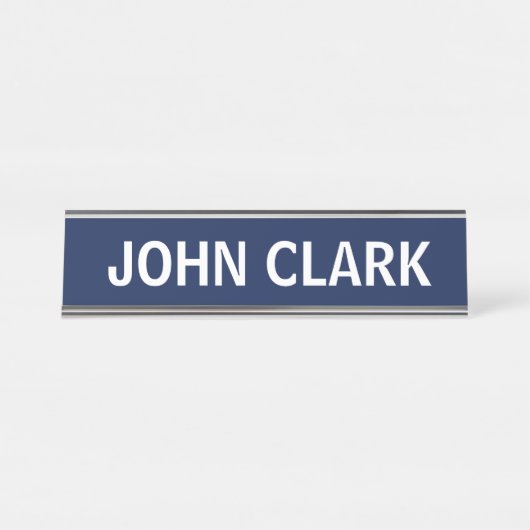 DESK NAME PLATE SIMPLE BASIC CUSTOM BLUE BUREAU NAAMBORDJE (Voorkant)
