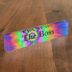 Desk Name plate Tie Dye Fireball Naambordje