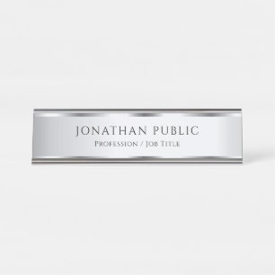 Desk Sign Name Bord Silver Watch Glamor Sjabloon Bureau Naambordje