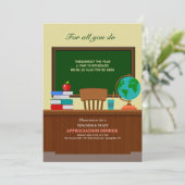 Desk-waardering van de leerkracht, dineruitnodigin kaart (Staand voorkant)