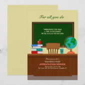 Desk-waardering van de leerkracht, dineruitnodigin kaart (Voorkant / Achterkant)