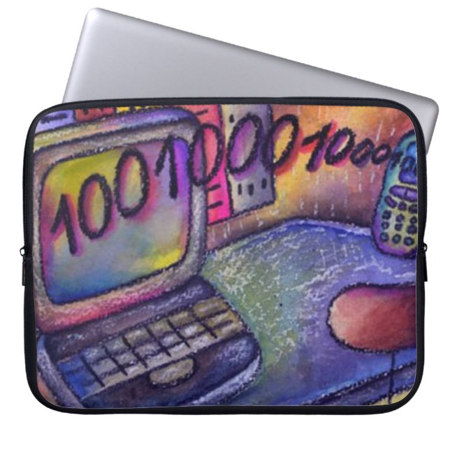 Desktop Binary Computer Sketch-laptophoes Laptop Sleeve (Voorkant)