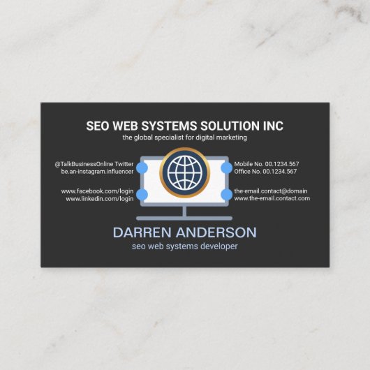 Desktop Computer Placard Web SEO-technologie Visitekaartje (Voorkant)