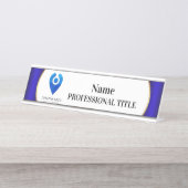 Desktop Silver Naam Bord met Logo & Slogan 10 Bureau Naambordje (Voorkant)